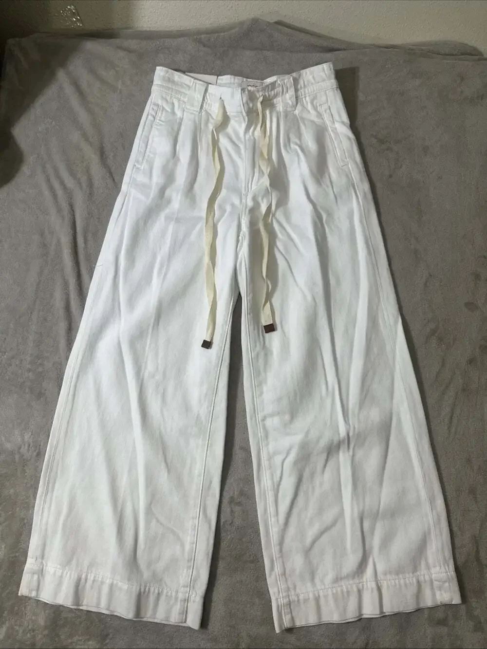Joe’s Jeans Women’s White High Rise Wide Leg Drawstring Pants Size 26